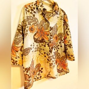 Retro Tiger Lily Button Up
